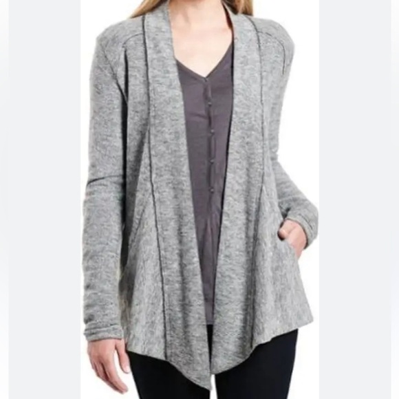 Kuhl Nova Gray Wool Blend Open Front Wrap Cardigan - Picture 1 of 10